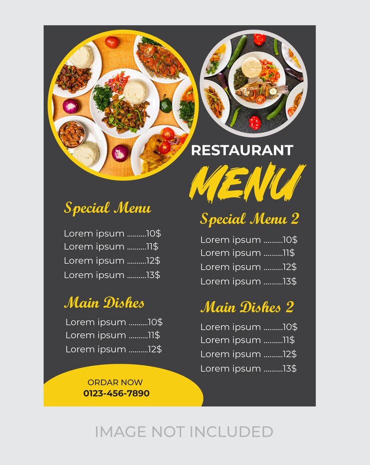 Diseño de plantillas verticales de restaurantes Menú conjunto formato vectorial editable