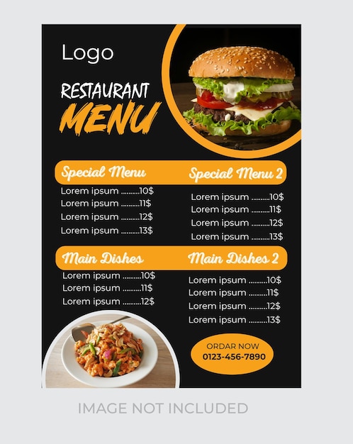 Diseño de plantillas verticales de restaurantes Menú conjunto formato vectorial editable