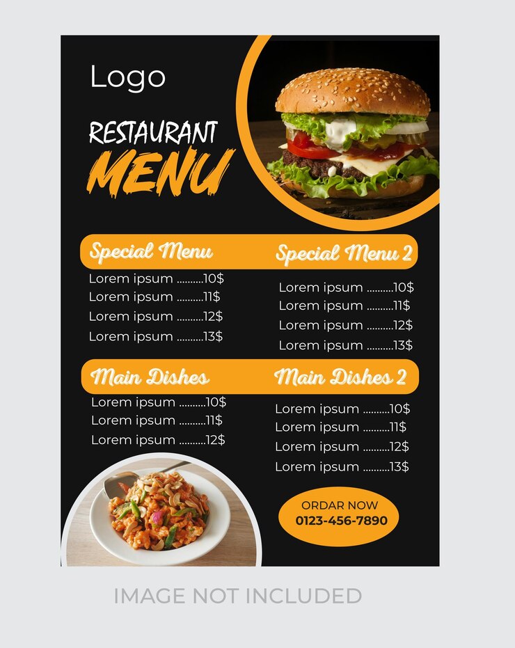 Diseño de plantillas verticales de restaurantes Menú conjunto formato vectorial editable