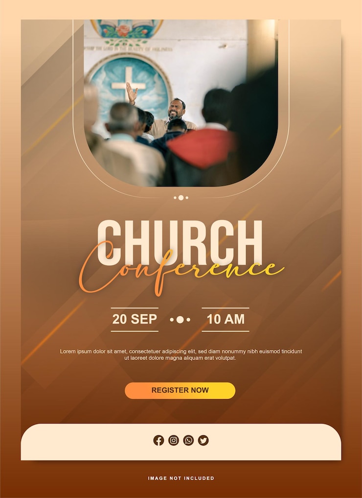 Vector diseño de plantillas de volante de conferencia de iglesia vectorial