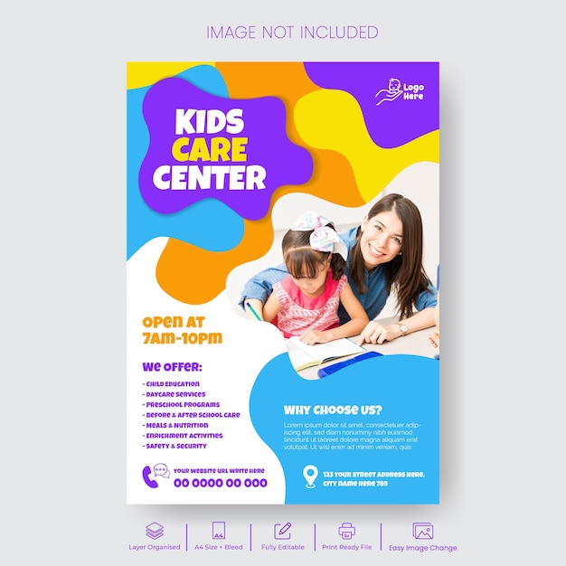 Diseño de plantillas de volantes o carteles para niños de guardería y preescolar