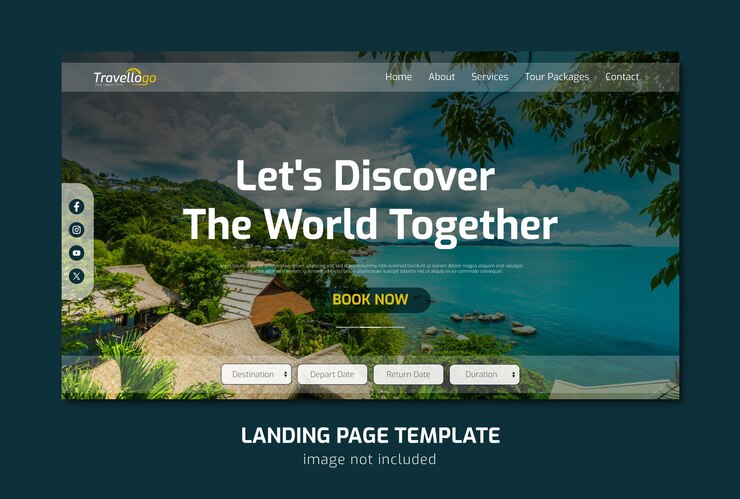 Vector diseño de plantillas web de agencias de viajes o diseño de páginas de destino