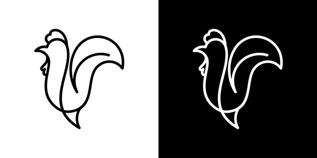 Diseño pollo línea logo icono vector ilustración