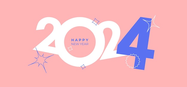 Diseño de portada de 2024 feliz año nuevo portada navideña estilo Y2k Colorido y fácil de recordar Feliz año nuevo 2024 fondo de diseño