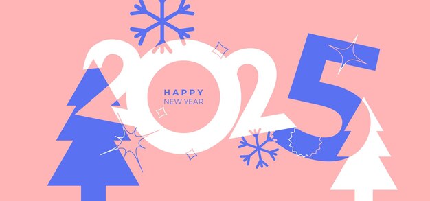 Diseño de portada de 2025 feliz año nuevo portada navideña de estilo Y2k colorida y fácil de recordar feliz año nuevo 2025 fondo de diseño