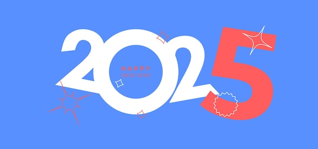 Diseño de portada de 2025 feliz año nuevo portada navideña de estilo Y2k colorida y fácil de recordar feliz año nuevo 2025 fondo de diseño