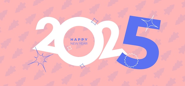 Diseño de portada de 2025 feliz año nuevo portada navideña de estilo Y2k colorida y fácil de recordar feliz año nuevo 2025 fondo de diseño