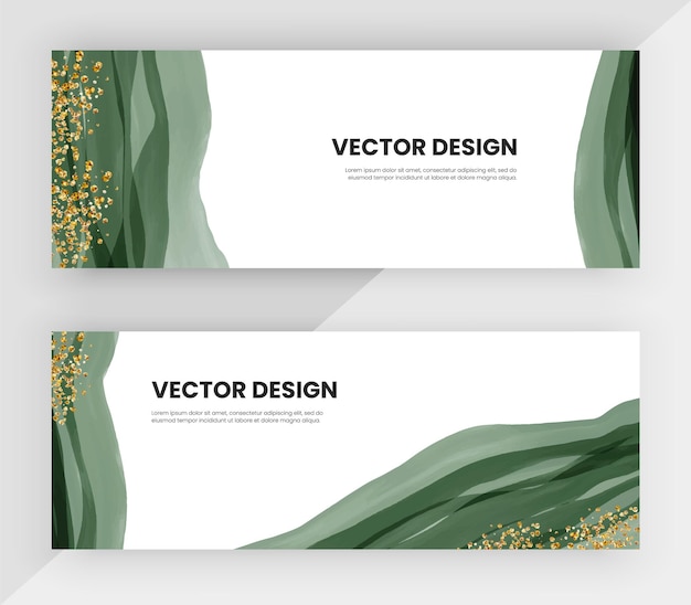 Diseño de portada con acuarela verde y textura de brillo dorado.