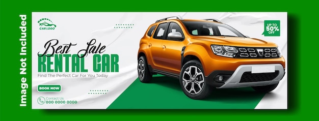 Diseño de la portada del anuncio de alquiler de automóviles