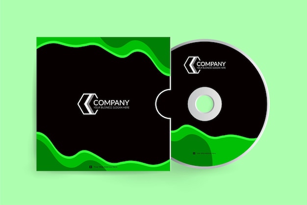 Vector diseño de portada de cd verde profesional corporativo