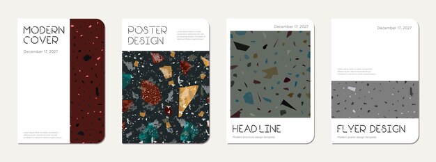 Diseño de la portada del cuaderno escolar Abstracto de Terrazzo