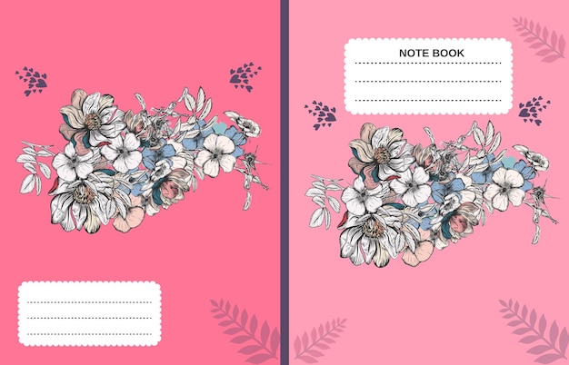 Diseño de la portada del cuaderno floral