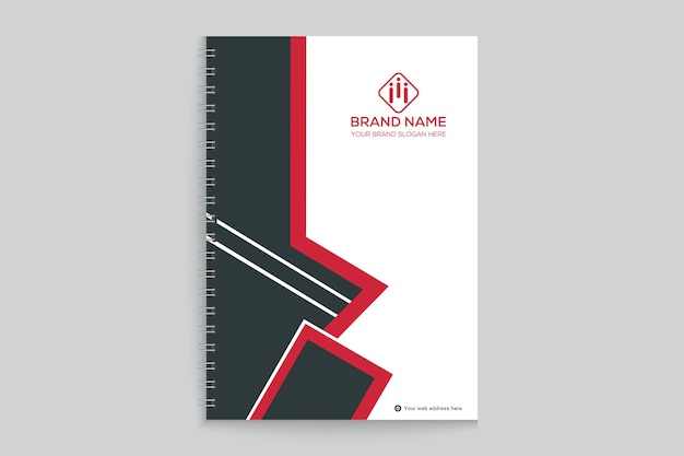 Diseño de portada de cuaderno moderno rojo y blanco elegante profesional