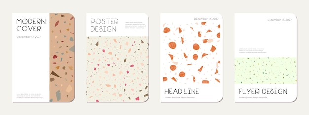 Vector diseño de la portada del cuaderno terrazzo abstract