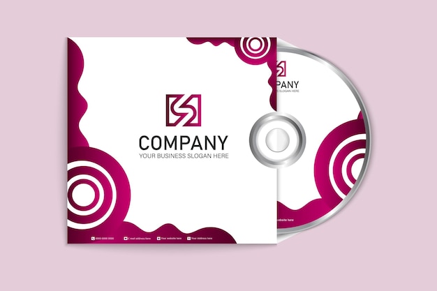 Vector diseño de portada y etiqueta de cd con forma creativa.