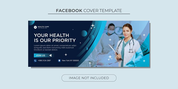 Diseño de portada de Facebook de atención médica médica