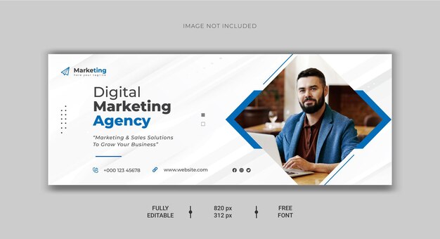 Diseño de portada de facebook y banner web de marketing digital
