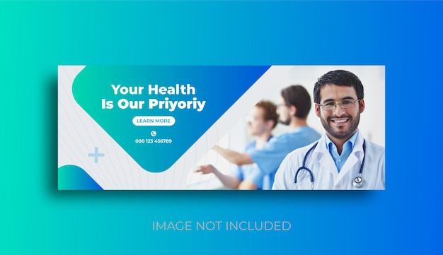 Vector diseño de portada de facebook y banner web para redes sociales médicas y sanitarias