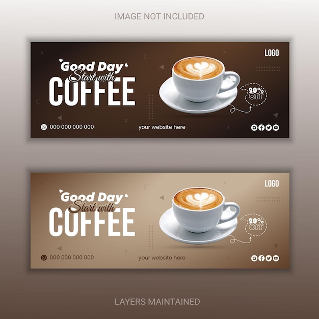 Diseño de portada de Facebook de café vectorial
