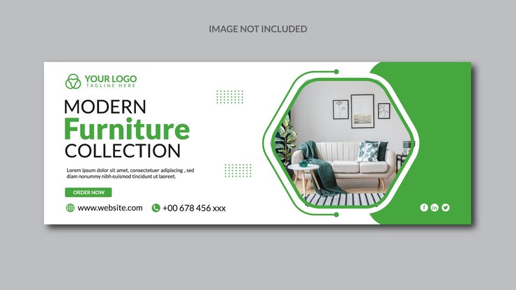 Diseño de portada de Facebook de colección de muebles modernos en formato vectorial