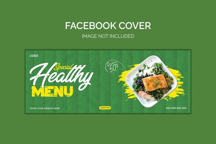 Diseño de portada de Facebook de comida saludable