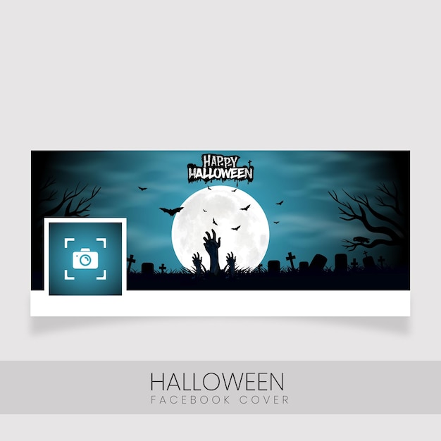 Vector diseño de portada de facebook de feliz halloween