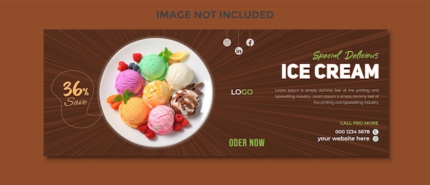 Diseño de portada de Facebook de helado