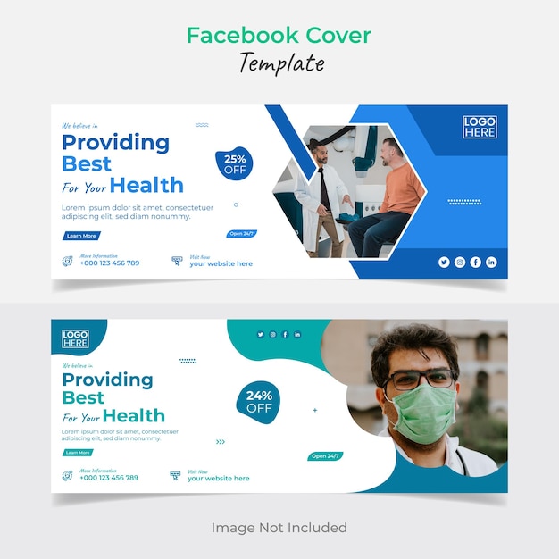 Vector diseño de portada de facebook médico y plantilla de diseño de banner web