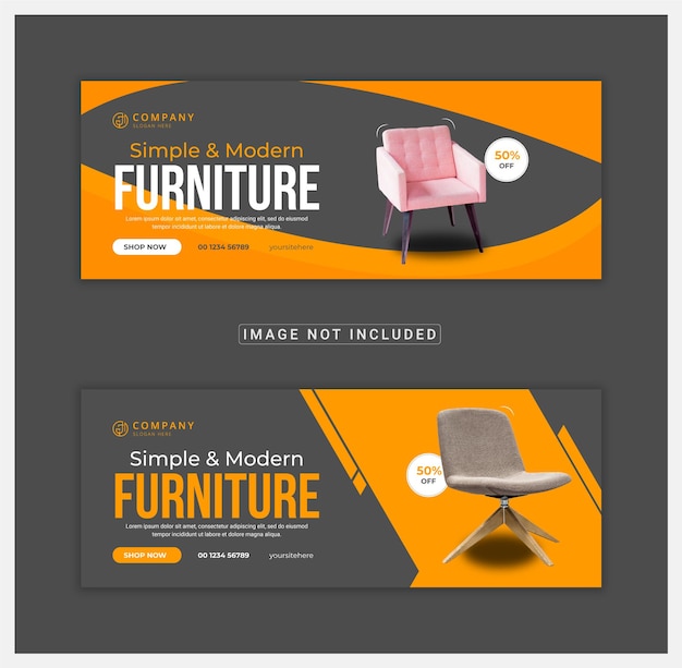 Diseño de portada de facebook de muebles y banner web.