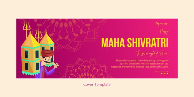 Diseño de portada de feliz maha shivratri la gran noche de la plantilla de shiva