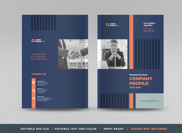 Diseño de portada de folleto comercial o informe anual y perfil de la empresa o portada de folleto