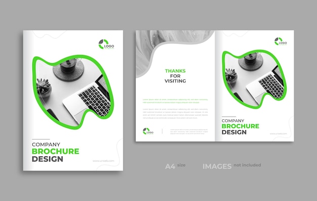 Diseño de portada de folleto de empresa verde y negro tamaño a4
