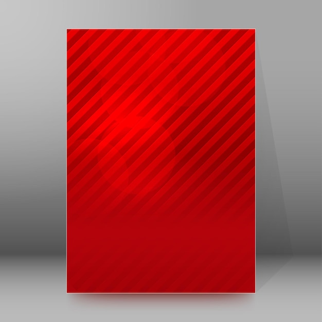 Diseño de portada de folleto de fondo de rayas rojas