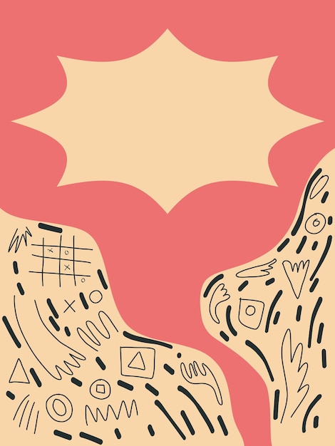 Diseño de portada con fondo abstracto doodle dibujado a mano