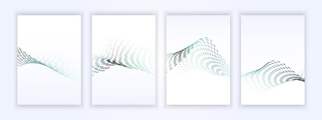 Diseño de portada con fondo blanco y líneas punteadas onduladas verdes adecuadas para diseños, carteles y negocios