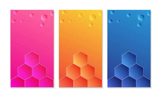 Diseño de portada fondo hexagonal colorido