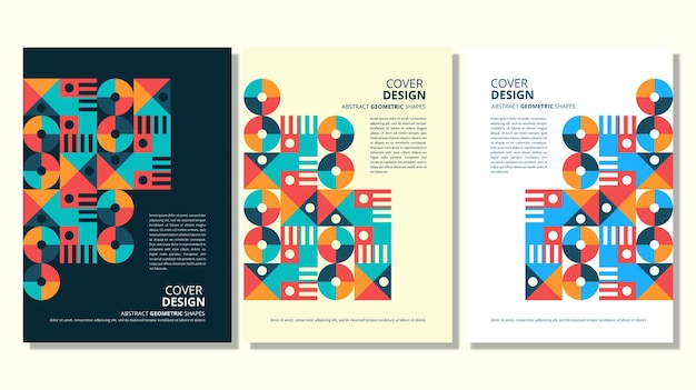 Diseño de portada de formas geométricas planas abstractas