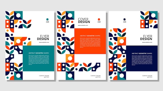 Diseño de portada de formas geométricas planas abstractas