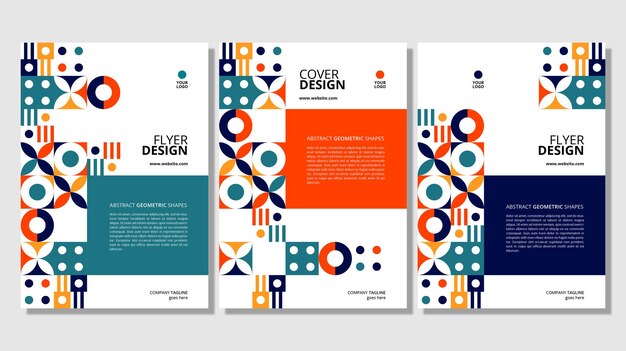 Diseño de portada de formas geométricas planas abstractas