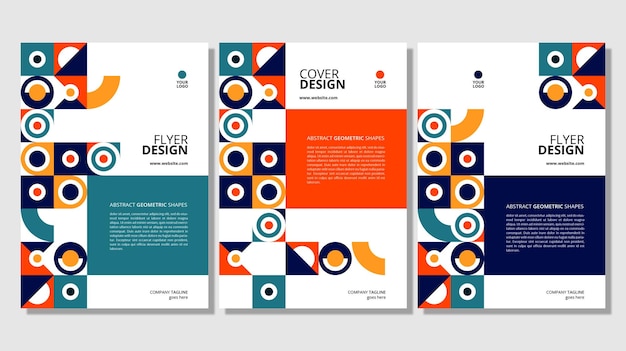 Diseño de portada de formas geométricas planas abstractas
