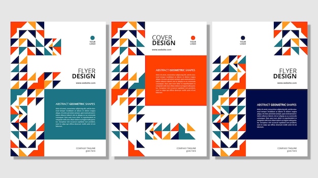 Diseño de portada de formas geométricas planas abstractas