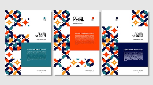 Diseño de portada de formas geométricas planas abstractas