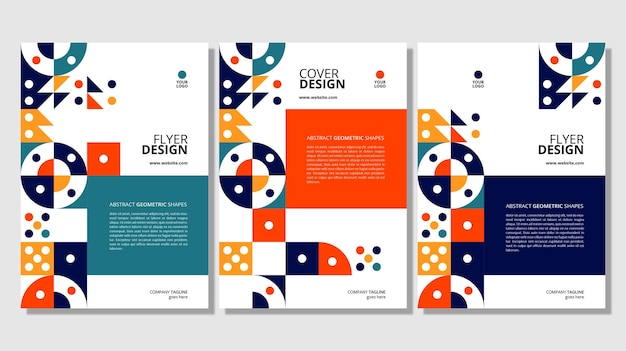Diseño de portada de formas geométricas planas abstractas