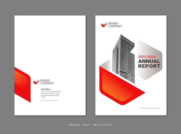 Diseño de portada de informe anual plantilla limpia profesional corporativa de negocios de color rojo y gris