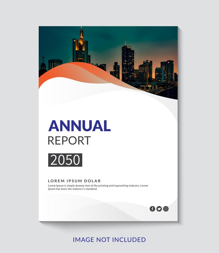 Diseño de la portada del libro y plantilla de la porta del informe anual