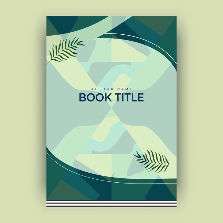 Vector diseño de portada de libro verde con hojas folleto póster título del libro autor nombre diseño ilustración