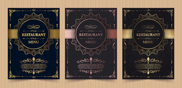 Diseño de portada de menú con elementos ornamentales para restaurante de  lujo | Vector Premium