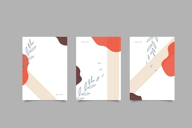 diseño de portada minimalista abstracto dibujado a mano con hojas