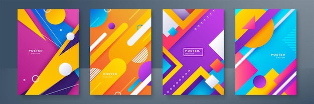 Diseño de portada moderno mínimo Gradientes coloridos dinámicos Futuros patrones geométricos Diseño vectorial de plantilla de póster