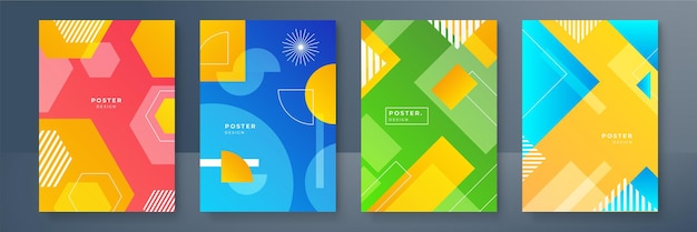 Diseño de portada moderno mínimo Gradientes coloridos dinámicos Futuros patrones geométricos Diseño vectorial de plantilla de póster
